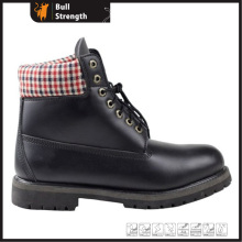 Casual Black Genuine Leather Safety Boot (SN1642)